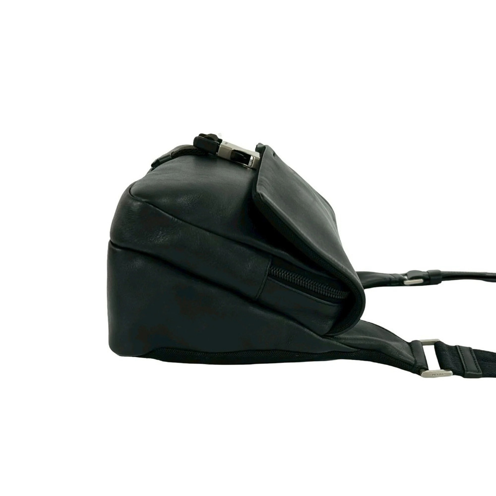 PRADA Black Leather Pochette Shoulder Bag - Picture 6 of 10